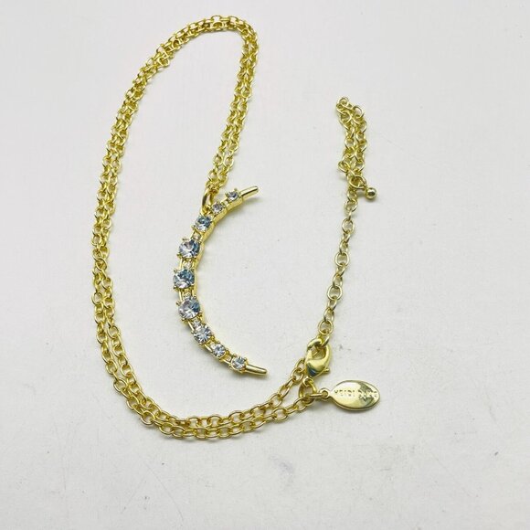 HEIDI DAUS Rhinestone Crescent Moon Pendant Necklace Gold Tone Twilight Space - Picture 4 of 9